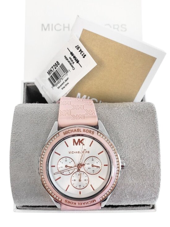 Michael Kors Jessa Quartz Silver Dial Pink Silicone Strap  Michael Kors Jessa MK7268 40mm Silicone Strap Women\'s Quartz Watch Pink